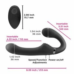 NS Novelties Shishi Midnight Rider Rechargeable Strapless Strap On W-remote - Black