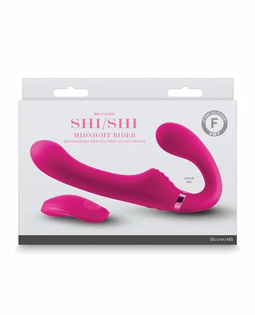 NS Novelties Shishi Midnight Rider Rechargeable Strapless Strap On W-remote - Pink Dildos