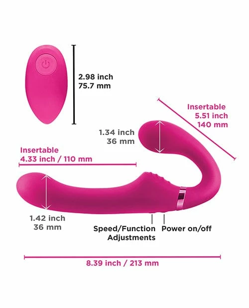 NS Novelties Shishi Midnight Rider Rechargeable Strapless Strap On W-remote - Pink Dildos
