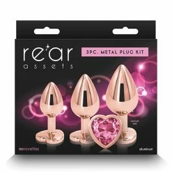 NS Novelties Anal Toys Rear Assets Pink Heart Gem Anal Trainer Kit - Rose Gold