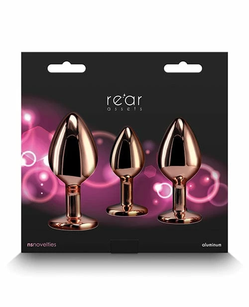 NS Novelties Anal Toys Rear Assets Pink Heart Gem Anal Trainer Kit - Rose Gold