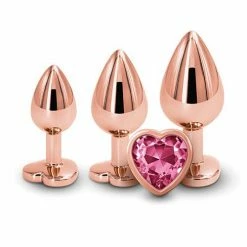 NS Novelties Anal Toys Rear Assets Pink Heart Gem Anal Trainer Kit - Rose Gold