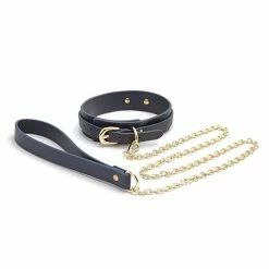 NS Novelties Kink & BDSM Bondage Couture Vinyl Collar And Leash - Blue