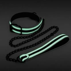 NS Novelties Kink & BDSM Glo Bondage Collar & Leash - Glow In The Dark