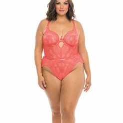 Oh La La Cheri Aura Scallop Lace Teddy Georgia Peach