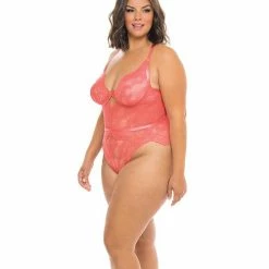 Oh La La Cheri Aura Scallop Lace Teddy Georgia Peach