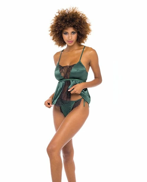 Oh La La Cheri Cammi Eyelash & Satin Cami With Tanga Panty Lingerie