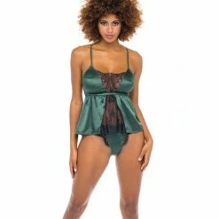 Oh La La Cheri Cammi Eyelash & Satin Cami With Tanga Panty Lingerie
