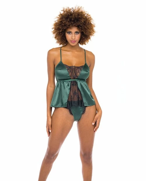 Oh La La Cheri Cammi Eyelash & Satin Cami With Tanga Panty Lingerie