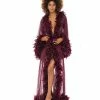 Oh La La Cheri Feather Robe Zinfandel Lingerie