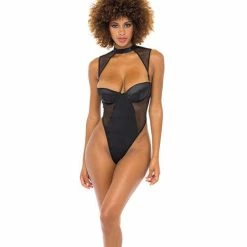 Oh La La Cheri Josephine High Leg Teddy With Removable Fishnet Collared Harness