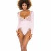 Oh La La Cheri Maria Ribbed Knit & Lace Teddy Crystal Rose Lingerie