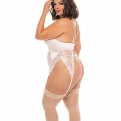 Oh La La Cheri Lingerie Noah Soft Cup Merrywidow With Garter Straps & G-string Peach Whip