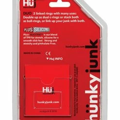 OXBALLS Penis Toys Hunky Junk Duo Linked Cock & Ball Rings - Cobalt