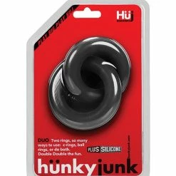 OXBALLS Penis Toys Hunky Junk Duo Linked Cock & Ball Rings - Tar