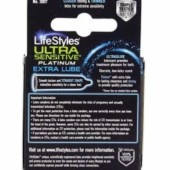 Paradise Marketing Condoms Lifestyles Ultra Sensitive Platinum Extra Lube - Pack Of 3