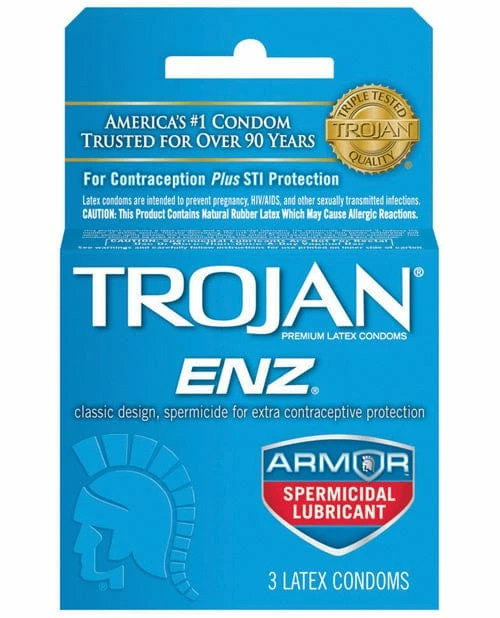 Paradise Marketing Trojan Enz Spermicidal Lubricated Condoms - Box Of 3
