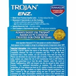 Paradise Marketing Trojan Enz Spermicidal Lubricated Condoms - Box Of 3