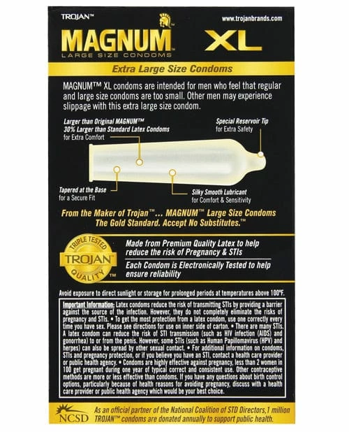 Paradise Marketing Condoms Trojan Magnum XL Lubricated Condom - Box Of 12