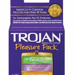 Paradise Marketing Trojan Pleasure Pack Condoms - Box Of 3
