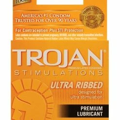 Paradise Marketing Trojan Ribbed Condoms - Box Of 3