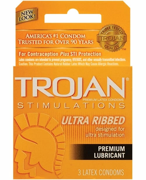 Paradise Marketing Trojan Ribbed Condoms - Box Of 3