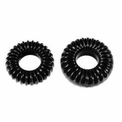 Perfect Fit Brand Penis Toys XPlay Gear Mixed Pack Ribbed Ring And Ribbed Ring Slim - Black - Pack Of 2