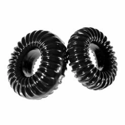 Perfect Fit Brand Penis Toys XPlay Gear Mixed Pack Ribbed Ring And Ribbed Ring Slim - Black - Pack Of 2
