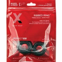 Perfect Fit Brand XPlay Gear PF Blend Premium Stretch Ribbed Ring Slim - Black - Pack Of 2 Penis Toys