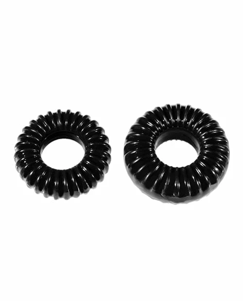 Perfect Fit Brand XPlay Gear PF Blend Premium Stretch Ribbed Ring Slim - Black - Pack Of 2 Penis Toys
