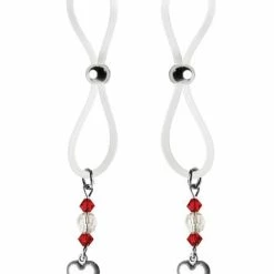 PHS International Bijoux De Nip Nipple Halos Heart Charm - Red-Clear Kink & BDSM