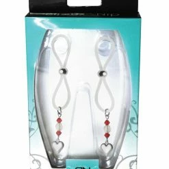 PHS International Bijoux De Nip Nipple Halos Heart Charm - Red-Clear Kink & BDSM