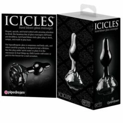 Pipedream Products Anal Toys Icicles No. 77 Hand Blown Glass Rose Butt Plug - Black