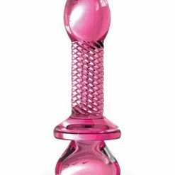 Pipedream Products Icicles No. 82 Hand Blown Glass Butt Plug - Ribbed-Pink Anal Toys