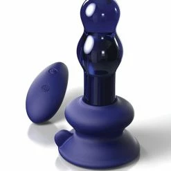 Pipedream Products Anal Toys Icicles No. 83 Hand Blown Glass Vibrating Butt Plug With Remote - Blue