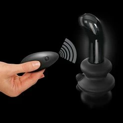 Pipedream Products Icicles No. 84 Hand Blown Glass Vibrating Butt Plug With Remote - Black Anal Toys