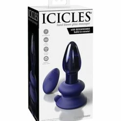 Pipedream Products Icicles No. 85 Hand Blown Glass Vibrating Butt Plug With Remote - Blue