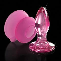 Pipedream Products Icicles No. 90 Hand Blown Glass Butt Plug With Suction Cup - Pink Anal Toys