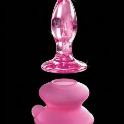 Pipedream Products Icicles No. 90 Hand Blown Glass Butt Plug With Suction Cup - Pink Anal Toys