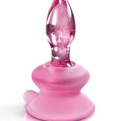 Pipedream Products Icicles No. 90 Hand Blown Glass Butt Plug With Suction Cup - Pink Anal Toys