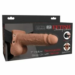 Pipedream Products Dildos Fetish Fantasy Series 7" Hollow Rechargeable Strap On With Remote - Tan