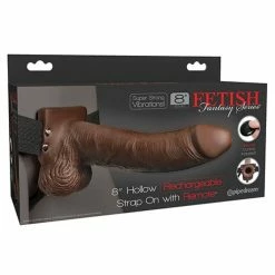 Pipedream Products Fetish Fantasy Series 8" Hollow Rechargeable Strap On With Remote - Brown