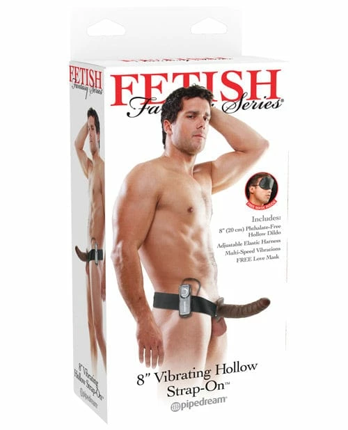 Pipedream Products Dildos Fetish Fantasy Series 8" Vibrating Hollow Strap On - Brown