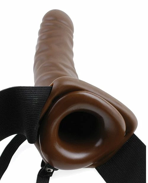 Pipedream Products Dildos Fetish Fantasy Series 8" Vibrating Hollow Strap On - Brown
