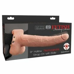 Pipedream Products Dildos Fetish Fantasy Series 9" Hollow Rechargeable Strap On With Balls - Flesh