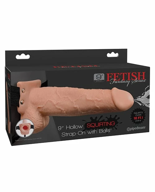 Pipedream Products Dildos Fetish Fantasy Series 9" Hollow Squirting Strap On With Balls