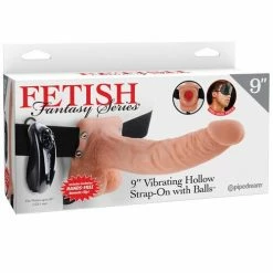Pipedream Products Fetish Fantasy Series 9" Vibrating Hollow Strap On With Balls - Flesh