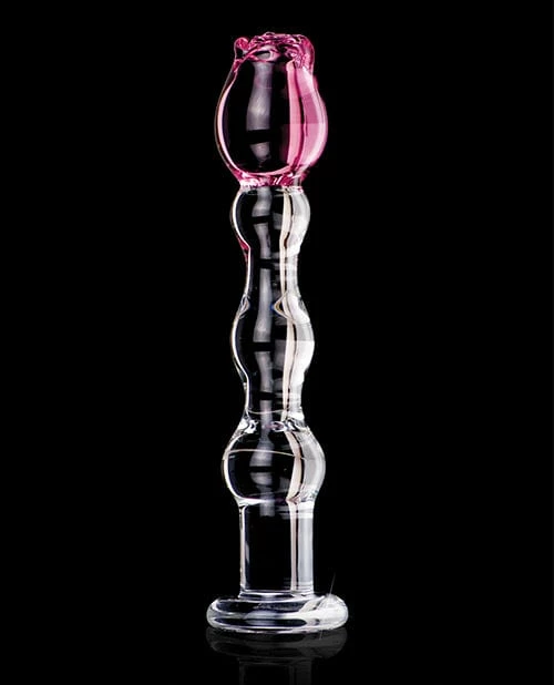 Pipedream Products Dildos Icicles No. 12 Hand Blown Glass Massager - Clear With Rose Tip
