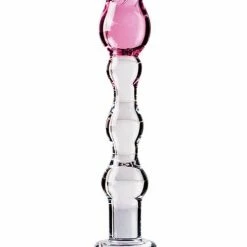 Pipedream Products Dildos Icicles No. 12 Hand Blown Glass Massager - Clear With Rose Tip