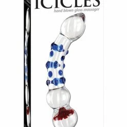 Pipedream Products Icicles No. 18 Hand Blown Glass Massager - Clear With Blue Knobs